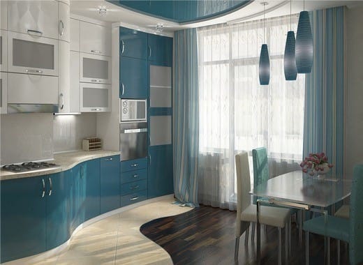 голубая кухня в стиле модерн
